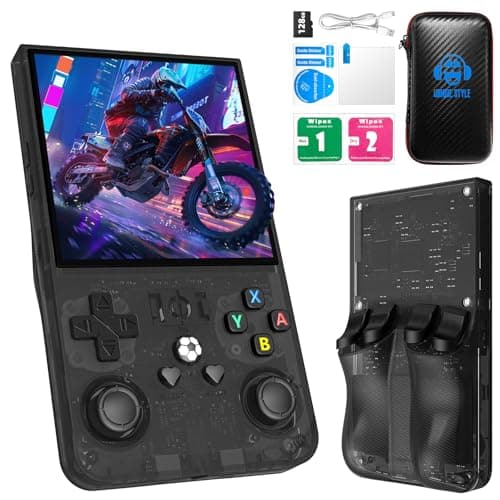 Image of R36MAX Retro Handheld Game Console with Open Source Linux System, 128GB TF Card Built-in 22,000+ Classic Video Game, Portable Gaming Console with 4.0-inch IPS HD Screen & 4000mAh Battery (Black 128GB)