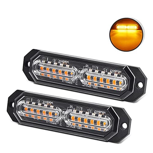 Image of OPP ULITE 12LED Amber Emergency Hazard Strobe Warning Grille Working Light Bar for 12-24V Car Vehicle, Waterproof Safety Flashing Beacon Light for Truck Van Trailer Caravan Camper(CB-02-2PCS)