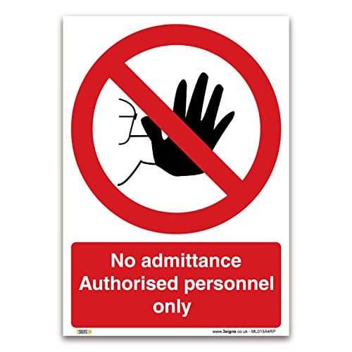 Image of No admittance Authorised personnel only Sign - A4 1mm Rigid Plastic Sign - Prohibition Safety Information