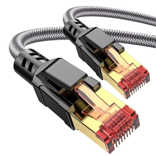 Image of Ltemziiy Cat 8 Ethernet Cable 3M, 40Gbps 2000Mhz High Speed Gigabit Lan Internet Cables,RJ45 Patch Cord Braided Round S/FTP Network Cable,for Smart Home,Office,Gaming,Modem, Router
