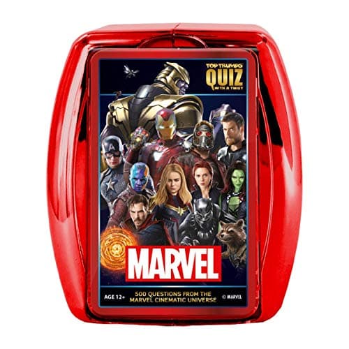 Image of Top Trumps Marvel Cinematic Universe Quiz Game, 500 questions to test your knowledge on Guardians of the Galaxy, Avengers, S.H.I.E.L.D, Wakanda and more, gift and toy for Boys and Girls Aged 8 plus