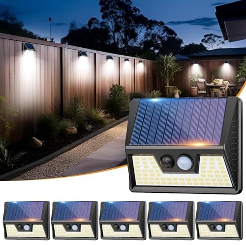 Image of vighep Solar Lights Outdoor Motion Sensor- Led Security Lights IP65 Waterproof, 3 Lighting Modes, Super Bright Pir Flood Lights for Wall Garden Fence Yard Driveway Path - 6 Pack