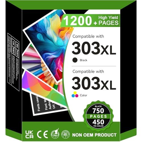 Image of 303XL Black and Colour Ink Cartridges for HP 303 High Yield Printer Cartridges for HP 303XL for Envy Inspire 7200e 7220e 7900e 7920e, for Envy Photo 6200 6230 7800, for Tango X Smart Printers