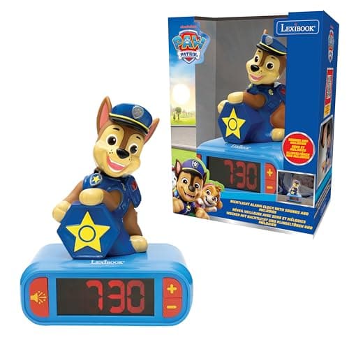 Image of LEXIBOOK, Paw Patrol, Sound and Melody Night Light Alarm Clock, Backlit LCD Screen, Illuminated, Snooze, RL800PA2