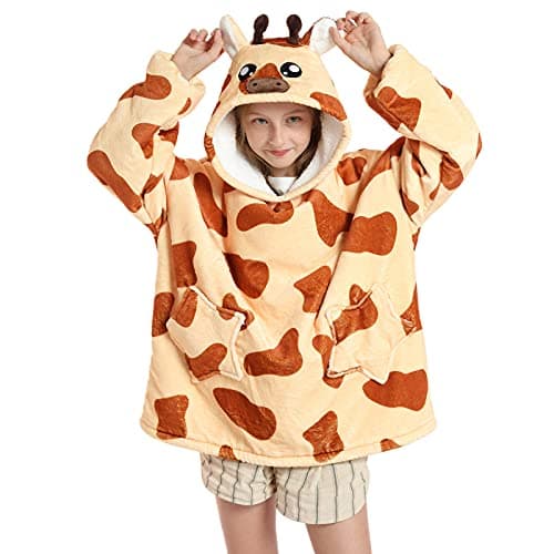 Image of JOREAY Kids Oversized Blanket Hoodie, Sherpa Wearable Blanket Fluffy Giant Comfortable Hooded Sweatshirt for Children Teen