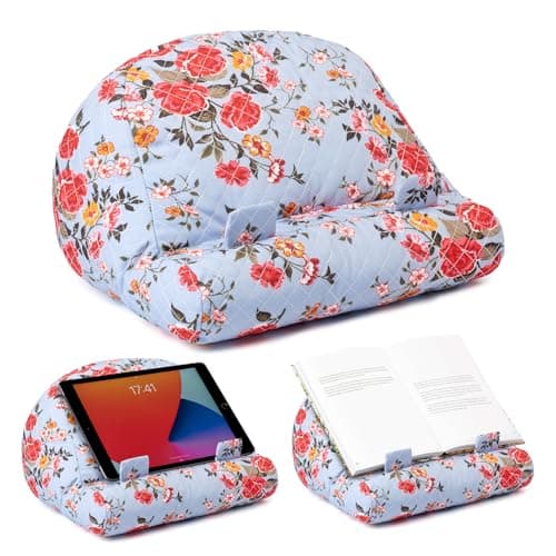 Image of Gifts for Readers & Writers Tablet & Book Stand, Soft Reading Pillow, Book Holder with Pockets for Storage, Suitable for eReader/iPad/Kindle or Galaxy devices