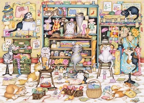 Image of Ravensburger Crazy Cats Mrs Hardwick's Haberdashery 1000 Piece Jigsaw Puzzles for Adults and Kids Age 12 Years Up