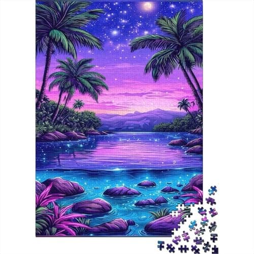 Image of Tropical Island Jigsaw Puzzle for Adults 1000 Piece Paper Puzzle Night Sky Puzzle Game Family 70x50cm/1000pcs
