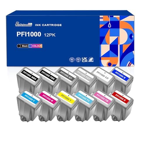 Image of Perfetonair PFI-1000 Ink Cartridge Replacement for Canon pfi1000 Ink Cartridges Compatible with Canon imagePROGRAF PRO-1000 Printers(PBK MBK C M Y R PM GY PC CO PGY B, 12-Pack)