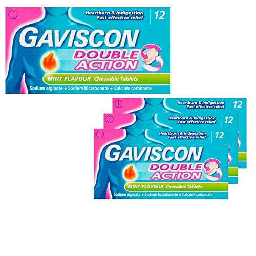 Image of Gaviscon Double Action Tablets, Mint, 12 X 4, 48 Tablets, Antacids Tablets For Acid Reflux, Indigestion and Heartburn Relief, Gord, Gerd, Fasting Acting, Long Lasting, Antacids, Digestion and Nausea