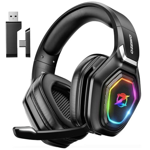 Image of Ozeino Wireless Gaming Headset, Compatible with PC Ps5 Ps4 Boasts 2.4GHz Lossless Audio, USB & Type-C, Flip Microphone and 40-Hr Battery - Suited for Switch, Laptop, Mac