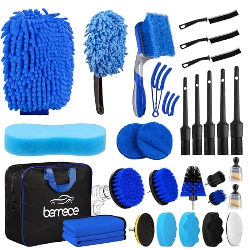 Image of Bemece 30-Pcs Car Detailing Kit, Car Cleaning Kit for Rims, Exteriors, Interiors, Vents & Dashboards (Blue)