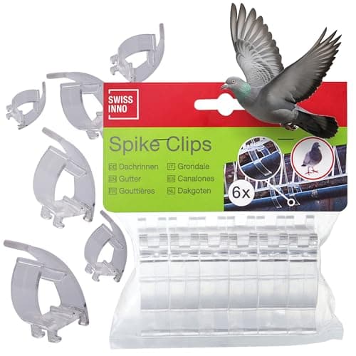 Image of SWISSINNO Gutter Clips for Bird Repellent Spikes – Set of 6 Mounting Clips – Secure Attachment of Bird Spikes to Roof Gutters and Edges – No Drilling Required – Reusable and Weatherproof - Transparent