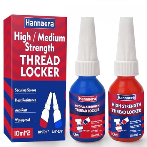 Image of Thread Lock Blue and Red, Threadlocker Medium and High Strength Threadlock, Lock & Seal Nuts, Bolts, Fasteners and Metals, Against Losening and Leakage (10 ml/2 Pack) (lock)