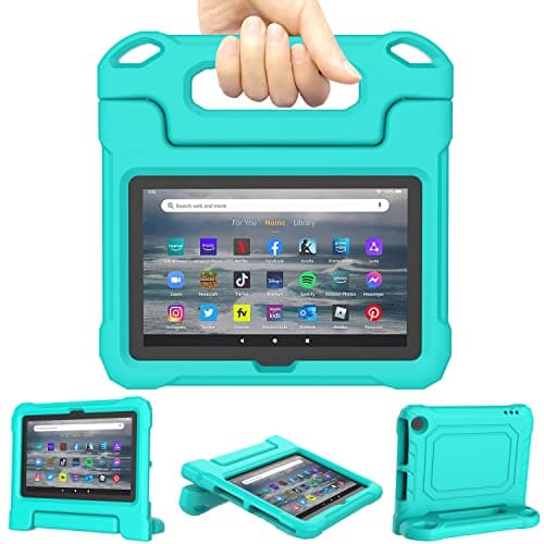 Image of Amazon Fire 7 Tablet Case Kids 2022, Kindle Fire 7 Case (All-New 12th Generation, 2022 Release) - TrendGate Lightweight Shockproof Kid-Proof Cover with Handle Stand for Fire 7 Kids Tablet - Turquoise