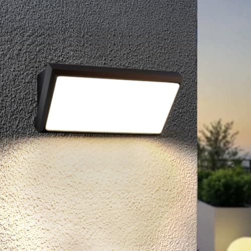Image of EBION Indoor & Outdoor Plastic LED Wall Lights Mains Powered, IP54 Waterproof, 45° Down or Up Modern Wash Lamp for Stairs Steps Garden Hallway, 12W 4000K 1100LM Anthracite Grey