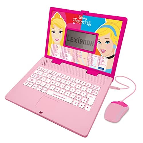 Image of LEXIBOOK, Disney Princess, Educational and Bilingual Laptop German/English, Girls Toy with 124 Activities to Learn, Play Games and Music, Pink, JC598DPi3