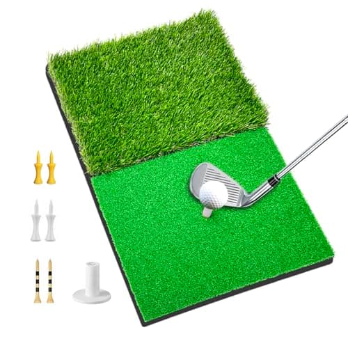 Image of Golf Hitting Practice Foldable Mat Two Lawn Set 24x16''(60x40cm) Protable with Tee Indoor Outdoor