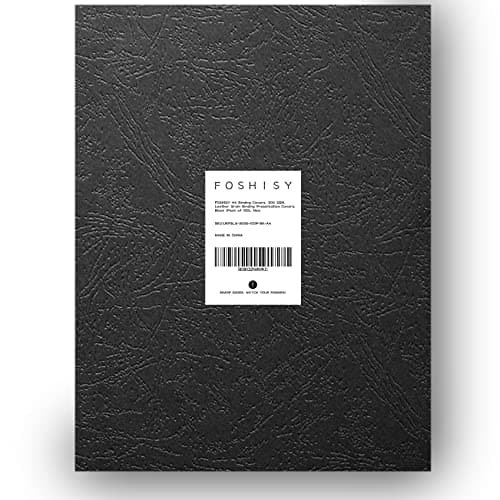 Image of FOSHISY A4 Binding Covers,300 GSM, Leather Grain Paper Binding Covers, Black (Pack of 100)