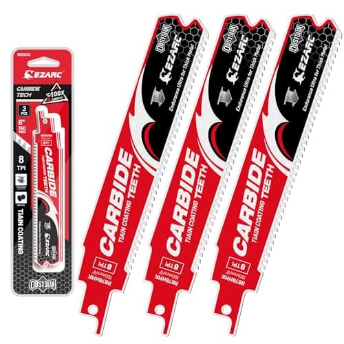 Image of EZARC Obsidian Carbide Reciprocating Saw Blade (Pro) R678HMK 8TPI Endurance Ultra for Thick Metal, Cast Iron, Alloy Steel 150mm, 3-Pack