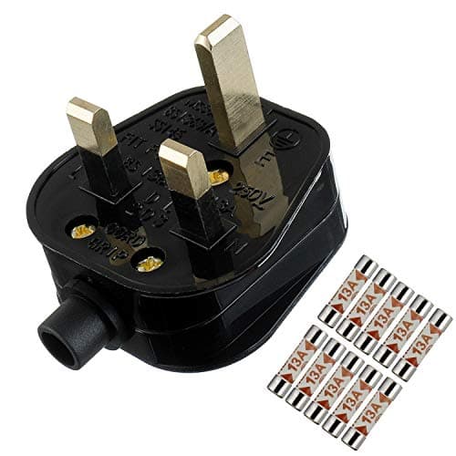 Image of HUAREW 13A Fused Mains Plug With Cord Grip For UK Fuses Black ( Pack of 1 pcs )