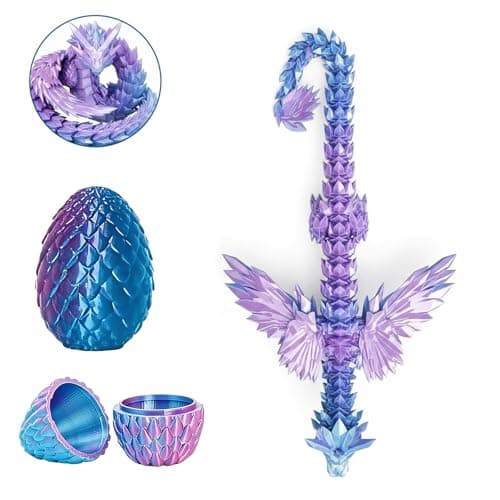 Image of Plkjiu 3D Printed Dragon in Egg - Fantasy Winged Dragon Collectible for Adults, Detailed 3D Model for Christmas Decorations and Gift Giving (purple)