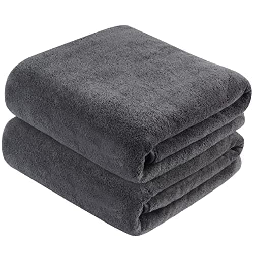 Image of KinHwa Microfiber Bath Towels Extra Large Shower Towels 76x152 cm Super Absorbent and Soft Bathroom Towels Quick Dry Beach towel for Spa, Swimming, Pool 2 Pack Dark-grey