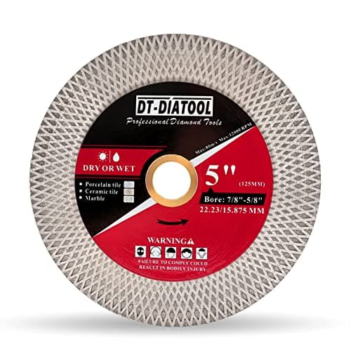 Image of DT-DIATOOL Diamond Tile Cutting Disc 125mm Bore 22.23mm - Double-Sided X Mesh Cutting & Grinding Disc for Porcelain Marble Artificial Stone