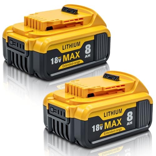 Image of 2 Pack 8Ah Li-Ion Replacement for Dewalt 18V Battery,Compatible with Dewalt Batteries DCB184 DCB182 DCB181 DCB180 DCB200 DCB204 DCB206 DCB201 DCB203 DCD/DCF/DCG Series Cordless Tools