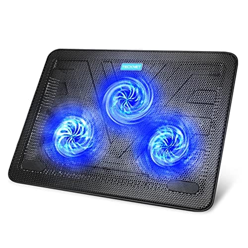 Image of TECKNET Cooling Pad 12"-17" Laptop Cooler with 3 Ultra Quiet Fans at 1200RPM, Ergonomic Comfort Notebook Cooling Pad with 2 USB Ports, Light-weight Gaming Laptop Cooling Stand