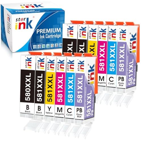 Image of PGI-580XXL & CLI-581XXL Ink Cartridges 12 PACK Compatible with Canon 580 & 581 Ink Cartridges for Canon Pixma TS8150 TS8151 TS8152 TS8250 TS8251 TS8252 TS8300 TS8350 TS8351 TS9150 TS9155 Printers