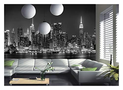 Image of amazingsticker New York City Skyline Building Night Photo Wallpaper Mural Decoration Wall Covering 260x175cm