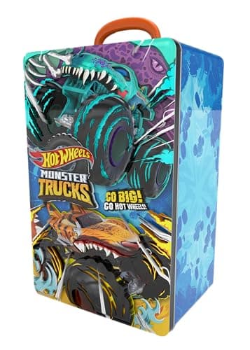 Image of Hot Wheels Monster Trucks Storage Carry Case I Monster Truck Car Organizer | Stores up to 6 Monster trucks or 20 cars - Vehicles not included