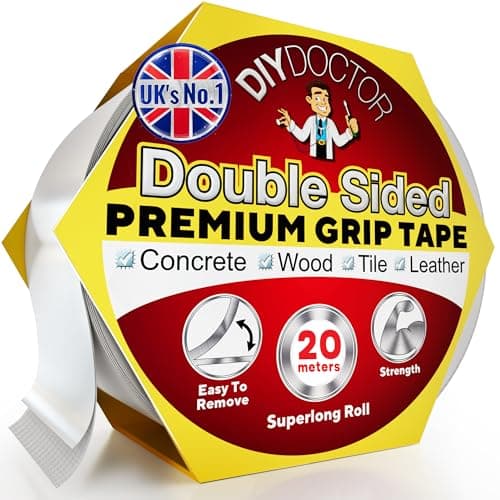 Image of DIY Doctor Double Sided Carpet Tape Heavy Duty, 1 Pack (20 Meters x 21mm), No Residue Extra Strong Sticky Rug Grip Tape, Carpet Grippers for Rugs