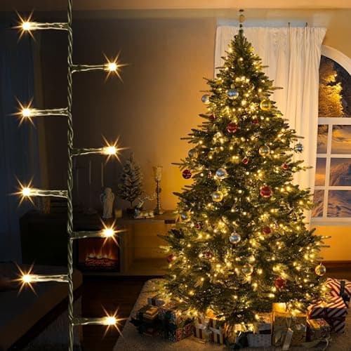 Image of EcoNour Christmas Tree Lights, Cluster Compact 1500 LED Warm White | 8 Hrs On Timer, 8 Light Mode, 2.5cm Bulb Distance Fairy String Lights Plug in - Timer and Memory Functions -Outdoor/Indoor Use