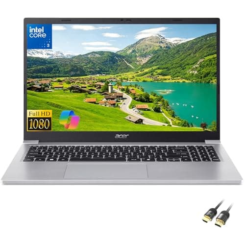 Image of Acer Aspire Lite 15 Laptop, 15.6" FHD IPS Display, Intel Core 3 N350 up to 3.9GHz, 8GB RAM, 256GB SSD, Numeric Keypad, Copilot AI, PDG HDMI Cable, US Version KB, Win 11 Home