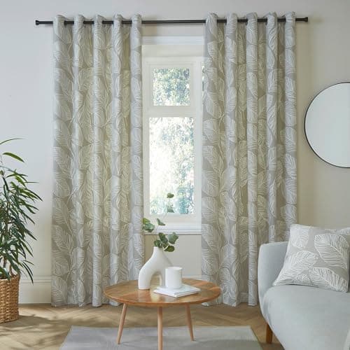 Image of Fusion 46" Width x 72" Drop (117 x 183cm), Natural & White Leaf