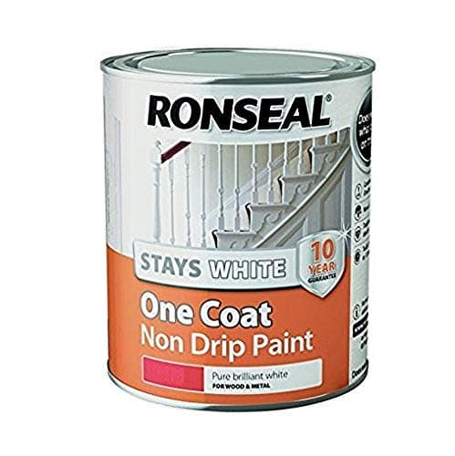 Image of Ronseal RSLOCSWGP25L One Coat Stays Gloss Paint, White, 2.5 Litre