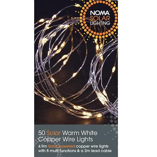 Image of Noma Solar Copper Wire Lights, 50 Warm White LED's, 4.9 m