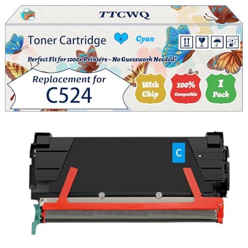 Image of Compatible for Lexmark C524 Toner Cartridge Work for Lexmark C522 C524 C530dn C532dn C532n C534n Printers, with Chip, High Yield 8000 Pages, High-Definition Printing (1 Pack Cyan)