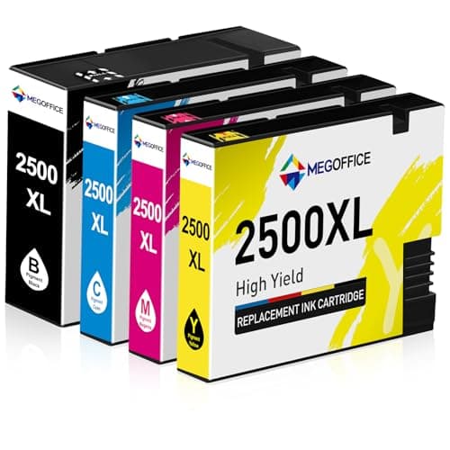 Image of MEGOFFICE PGI-2500XL Ink Cartridges compatible for Canon 2500 XL PGI 2500XL for Canon Maxify MB5050 MB5150 MB5450 MB5350 iB4150 MB4050 MB5155 MB5455 iB4000 iB4100 iB4050 MB5000 MB5100(4 Pack)