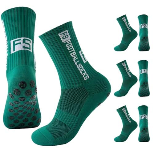 Image of FANSEZQ 3 Pairs Football Grip Socks, Football Socks, For Men/Women- Grip Socks Football With Anti Slip Tech (Green)