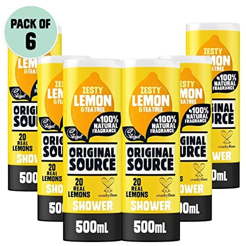 Image of Original Source Lemon & Tea Tree Shower Gel, 100 Percent Natural Fragrance, Vegan, Cruelty Free, Paraben Free, Bulk Buy, Pack of 6 x 500 ml