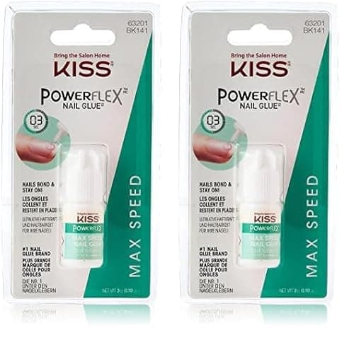 Image of KISS Powerflex Max Speed Fake Nail Glue, Flex Formula for Ultra Hold of False Nails, Instantly Repairs Breaks and Tears, Packaging may vary (Pack of 2)
