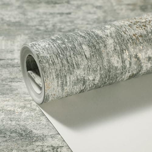 Image of Baketron Concrete Green Wallpaper for Living Room, Bedroom, Fireplace - Neutral Decorative Luxury Wall Paper with Distressed Pattern, Textured Finish & Metallic Detailing Emerald Green