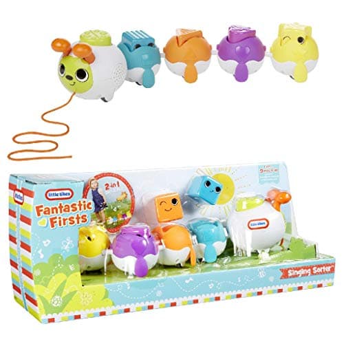 Image of Little Tikes Singing Sorter - 2-in-1 Shape Sorter and Pull Toy - Includes 5 Blocks with Cute Faces - Interactive Sound Effects - 2 AA Batteries Required,Not Included - Suitable for Kids from 6+ Months