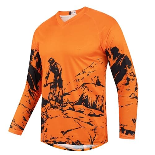 Image of WeimoMonkey Dirt Bike Jersey for Youth,MTB Kids Long Sleeve Downhill Bicycle Shirt for Biking Cycling Motorcycle Racing,Orange L