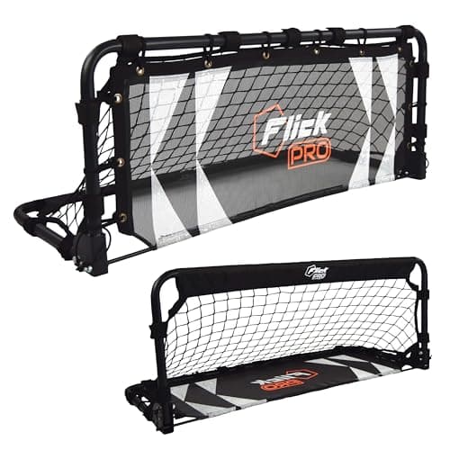 Image of Flick PRO Flexfold Football Rebounder | Reversible Rebounder & Mini Goal | Football Training Equipment for Passing and Control | Lightweight, Portable, Folds Flat