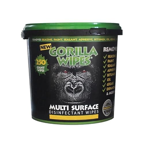 Image of Gorilla Wipes Green Antibacterial Degreasing Wipes – Bucket of 250 Multi-Surface Industrial Cleaning & Hand Wipes