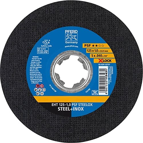 Image of PFERD Cutting Disc, 10 Pieces, 125 x 1.0 mm, Straight, X-Lock (22.23 mm), PSF Steelox, 69198289 - for Quick and Convenient Tool Changes